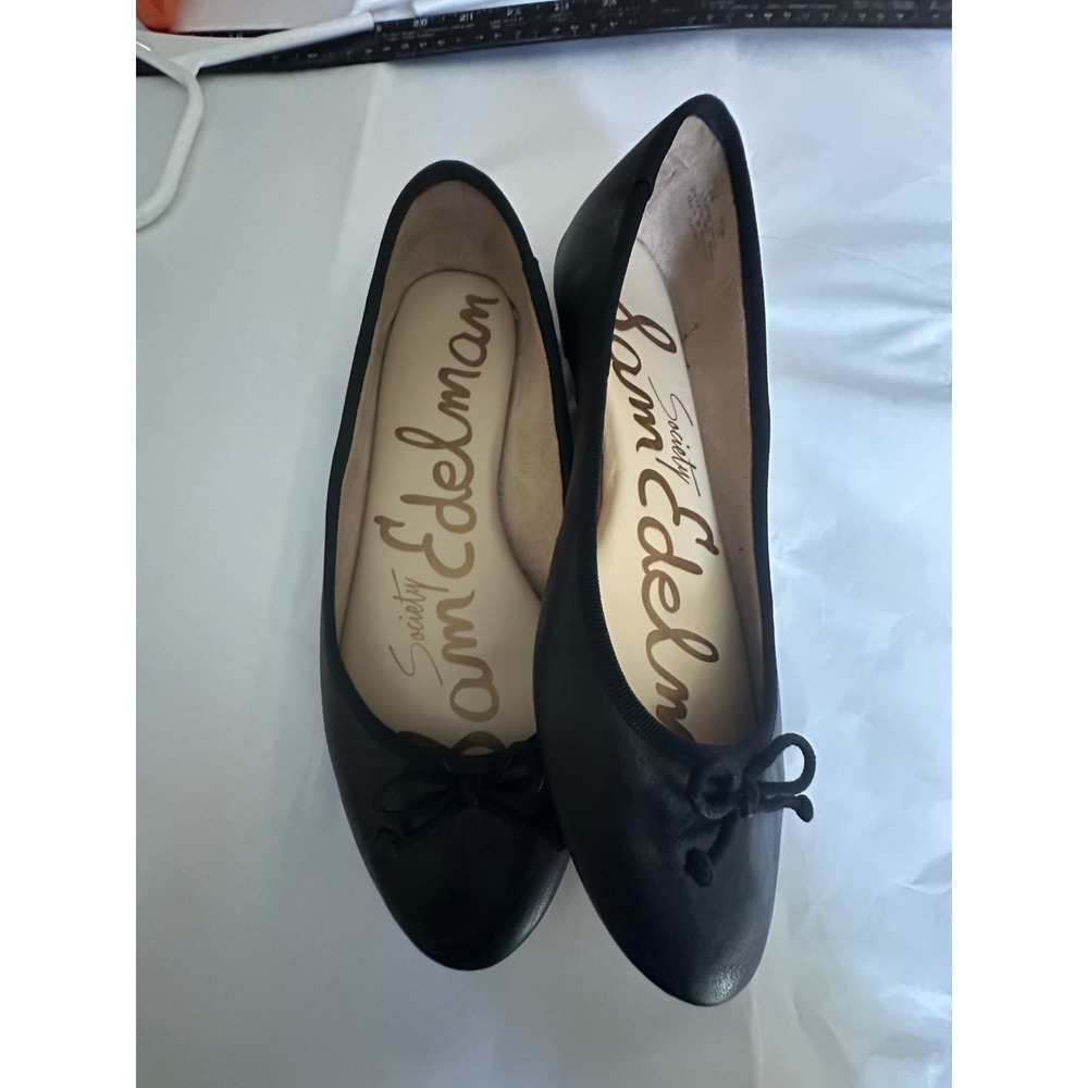 Sam Edelman Society Carrie Black Leather Ballet Flats Bow Shoes Womens 8M EUR 38